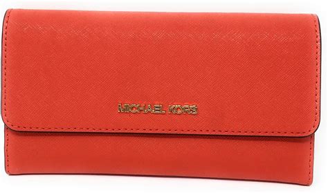 Michael Kors Jet Set Travel Large Trifold wallet Leather Mandarin